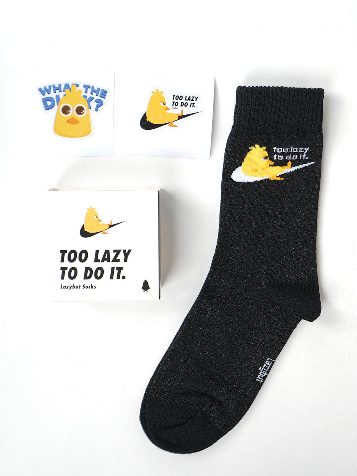 Washed Black Too Lazy To Do It Socks Pack - Lazybut