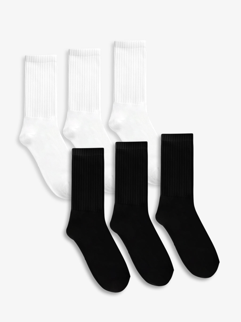 3 White 3 Black Long Socks - 6 Pairs