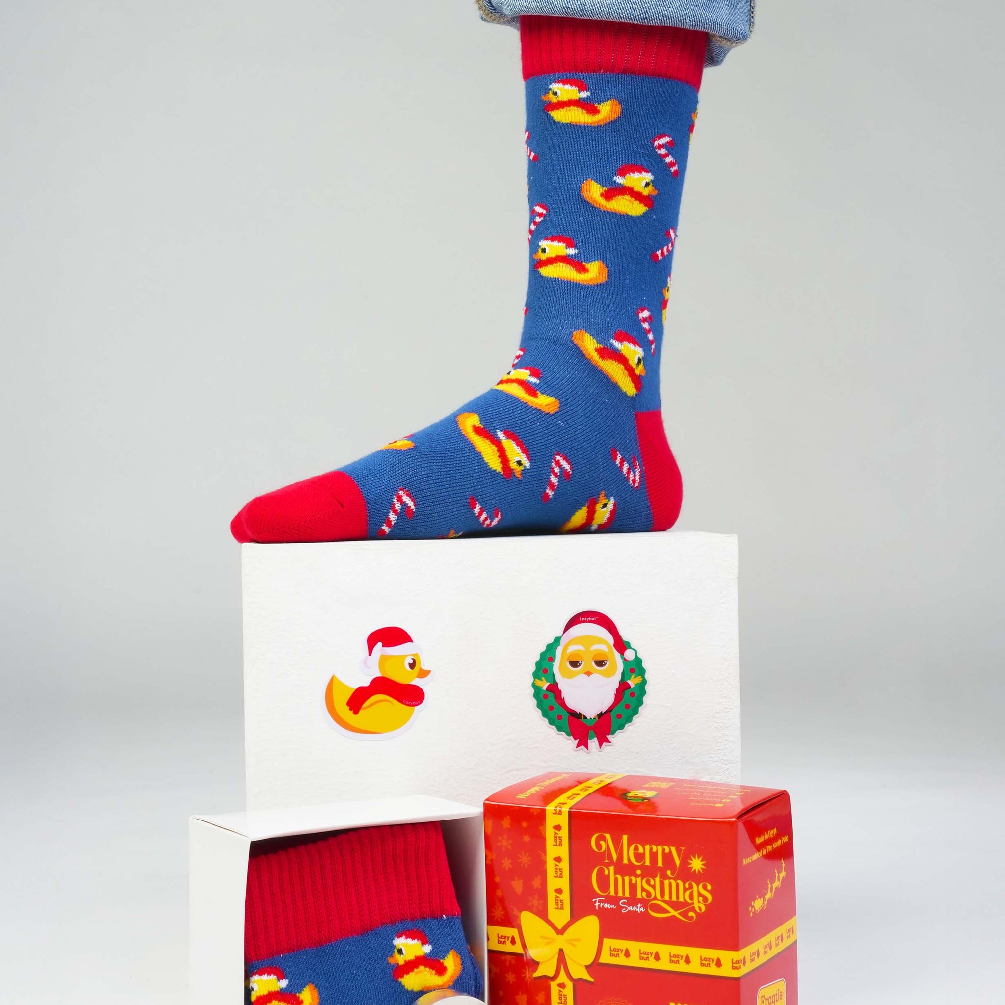 Blue Xmas Quack Socks - Lazybut