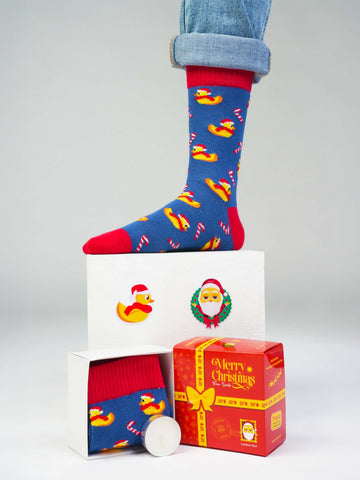 Blue Xmas Quack Socks - Lazybut