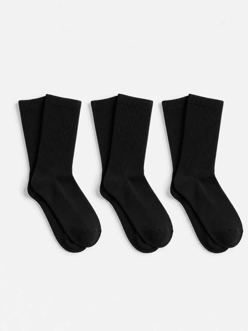 Long Black Socks - 3 Pairs