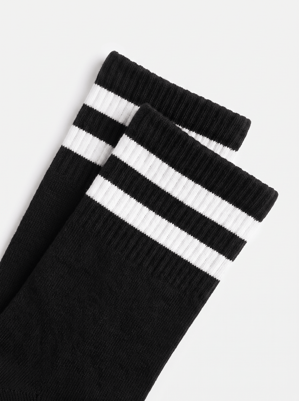 Long Black Socks With White Stripes - 3 Pairs - Lazybut