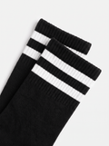 Long Black Socks With White Stripes - 3 Pairs - Lazybut