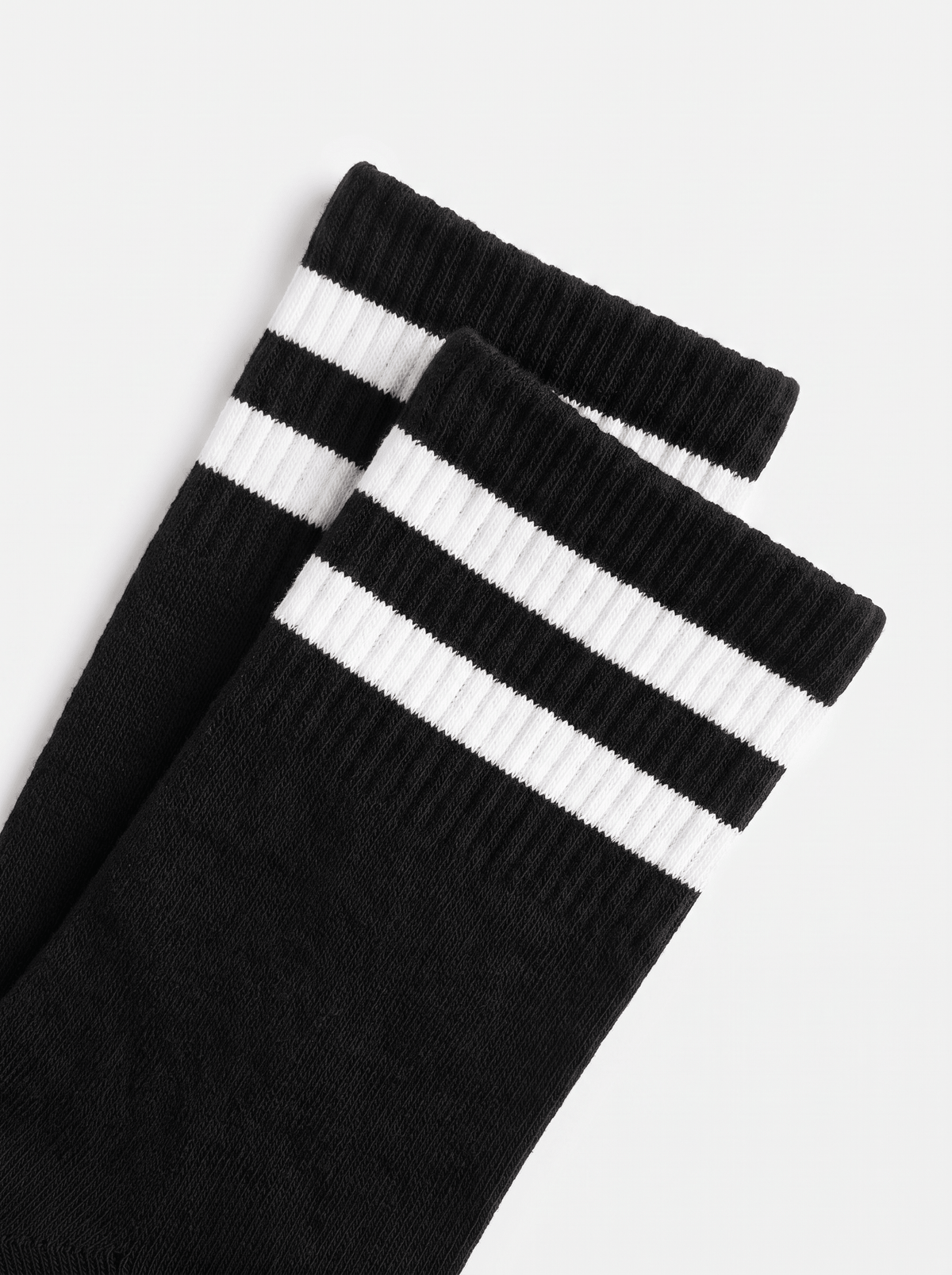 Long Black Socks With White Stripes - 3 Pairs - Lazybut
