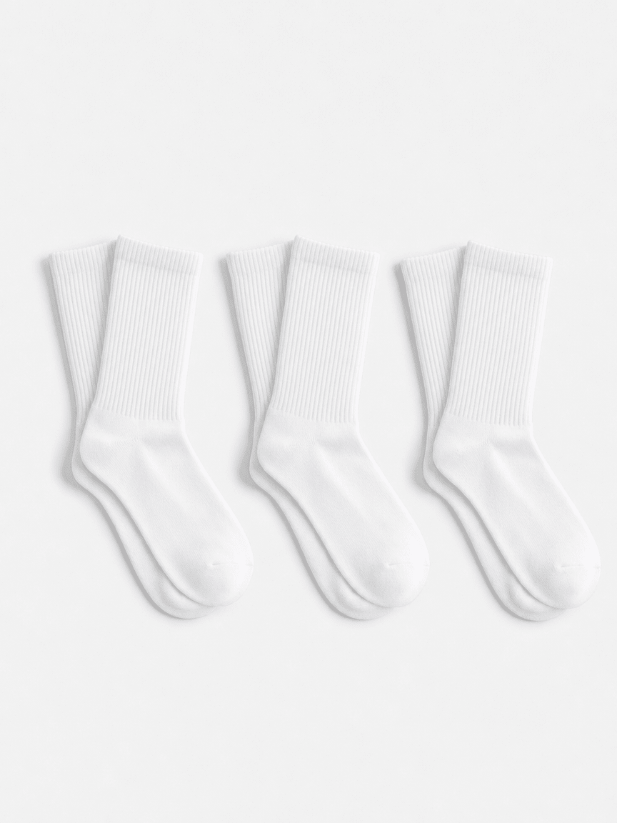 Long White Socks - 3 Pairs - Lazybut