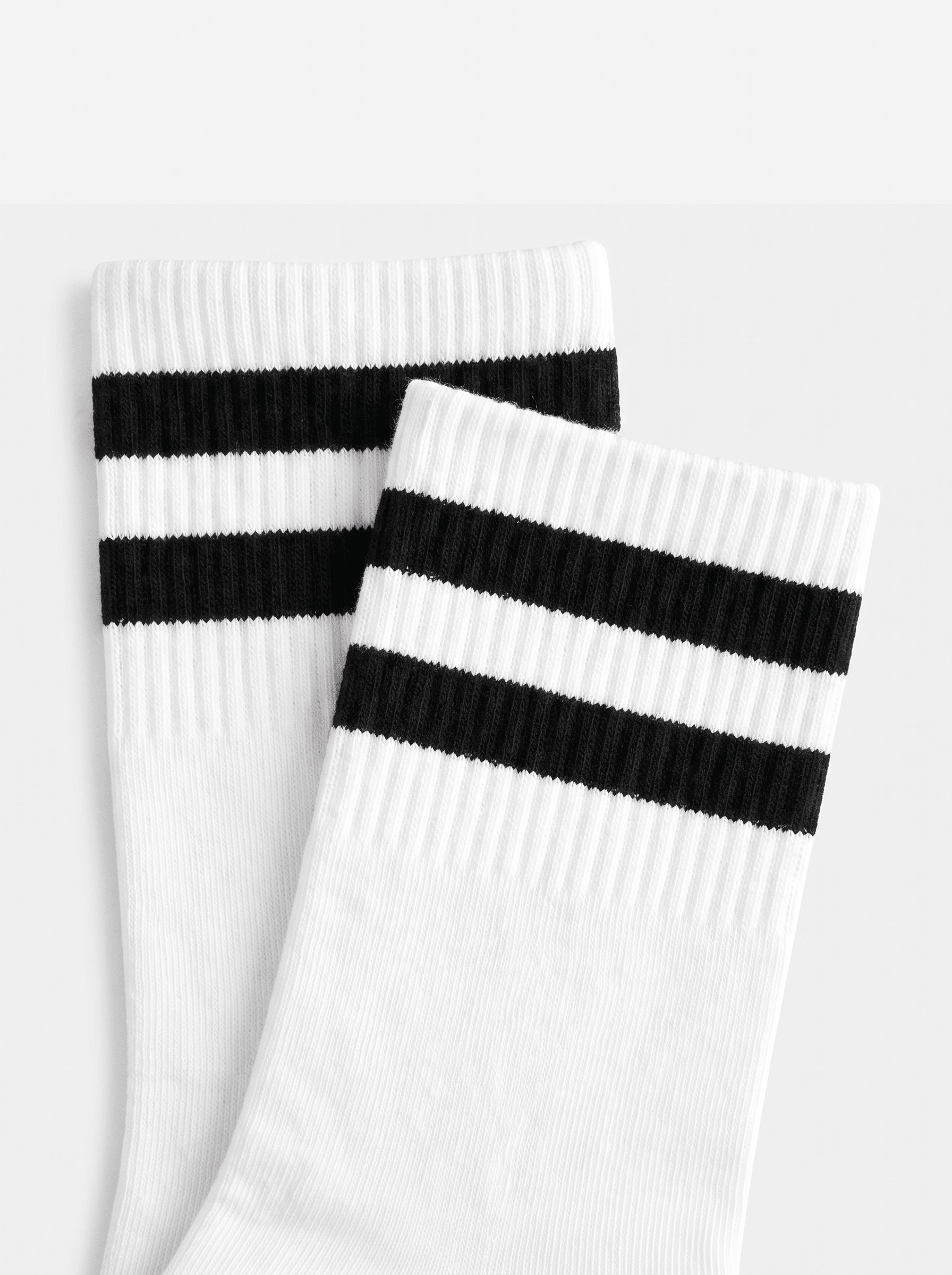 Long White Socks With Black Stripes - 3 Pairs - Lazybut
