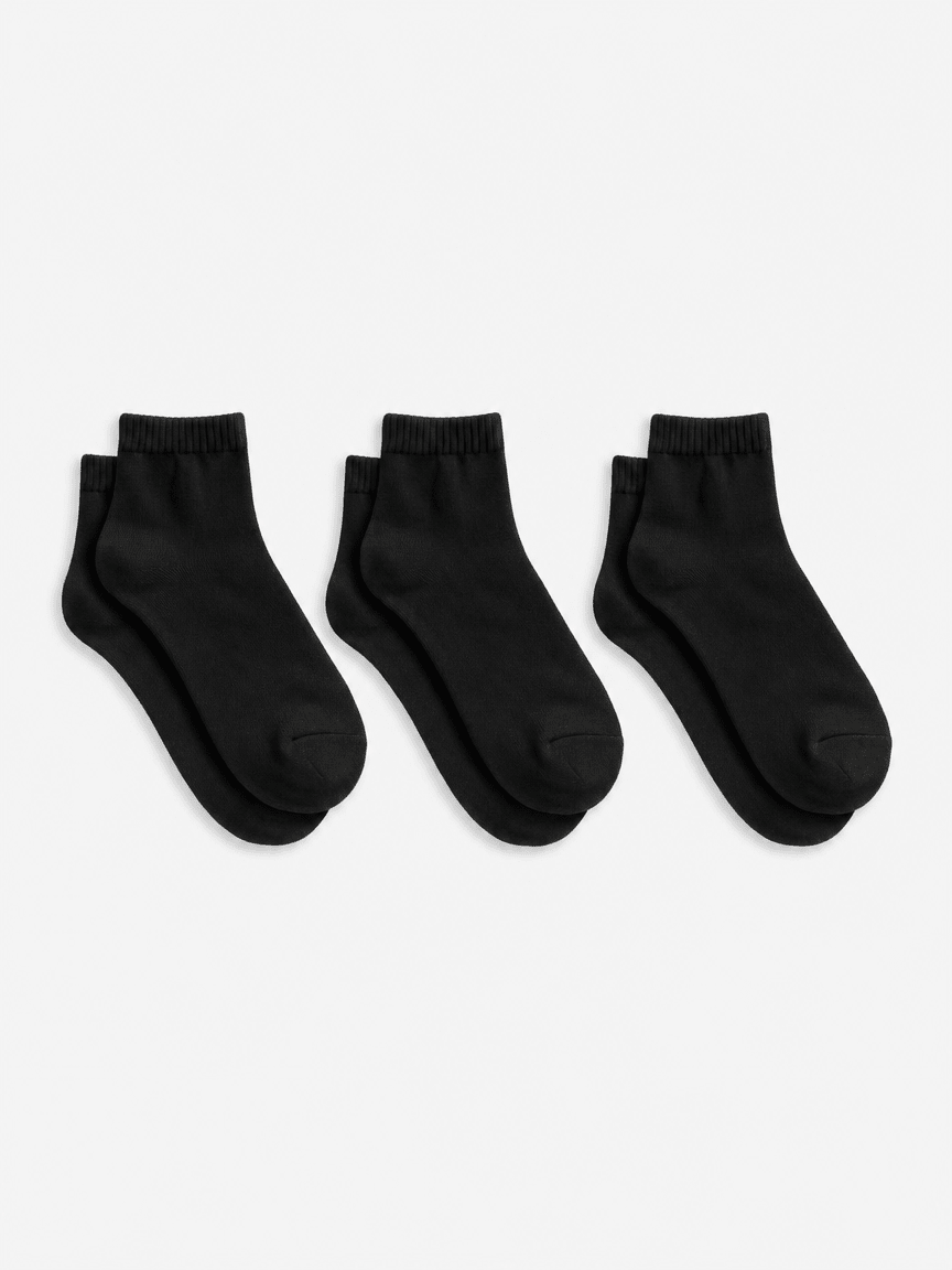 Short Black Socks - 3 Pairs - Lazybut