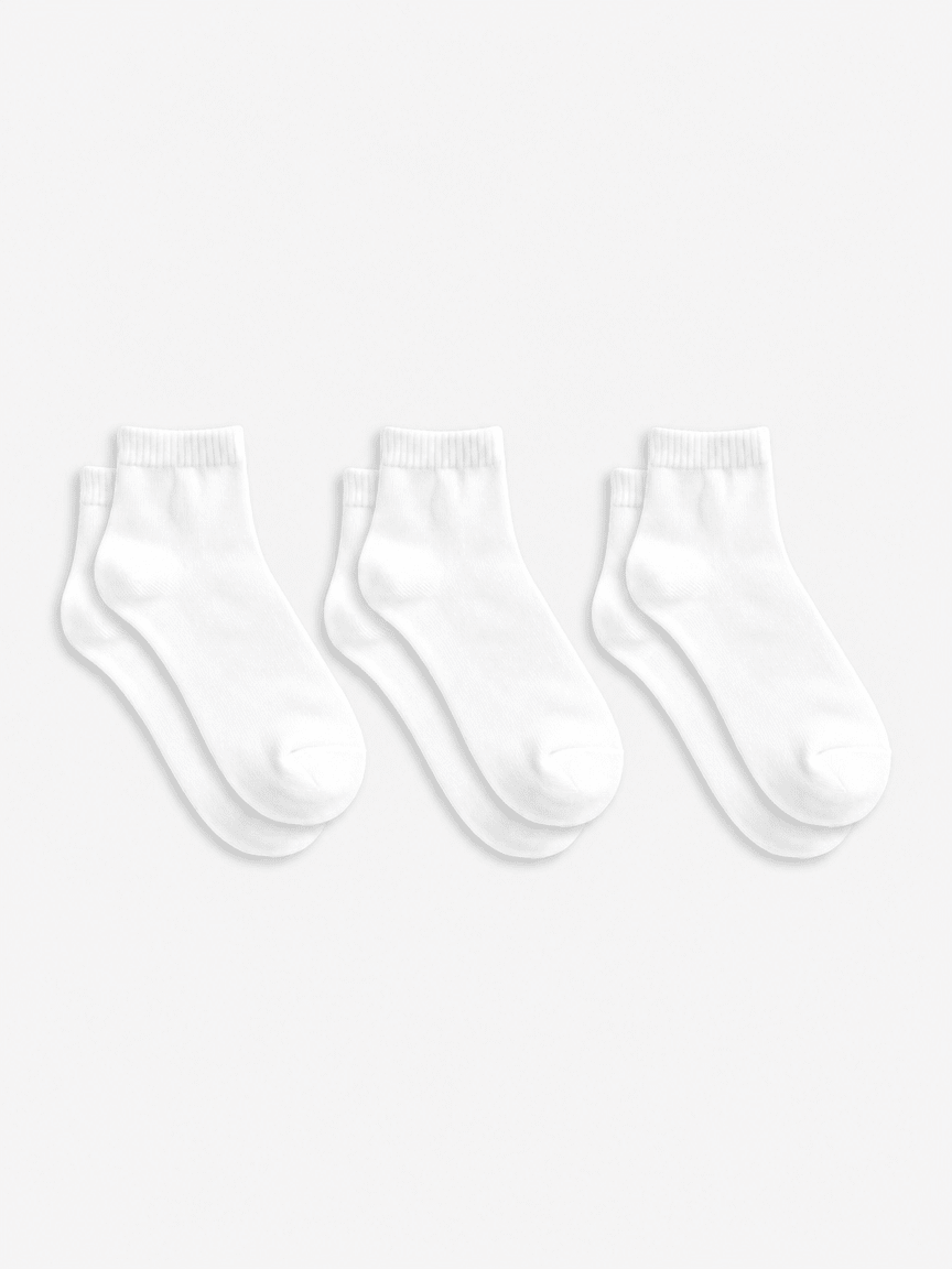 Short White Socks - 3 Pairs - Lazybut