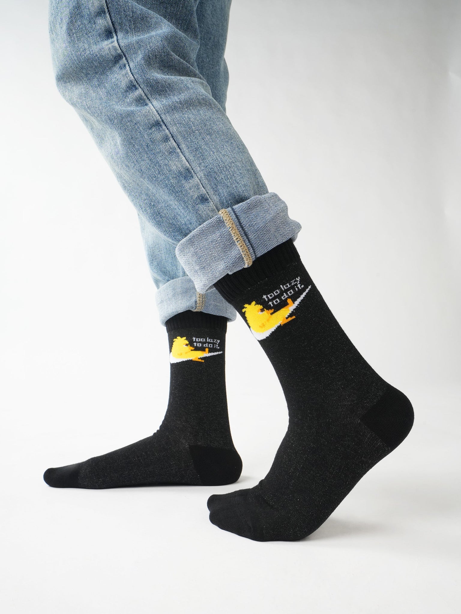 Washed Black Too Lazy To Do It Socks - Lazybut