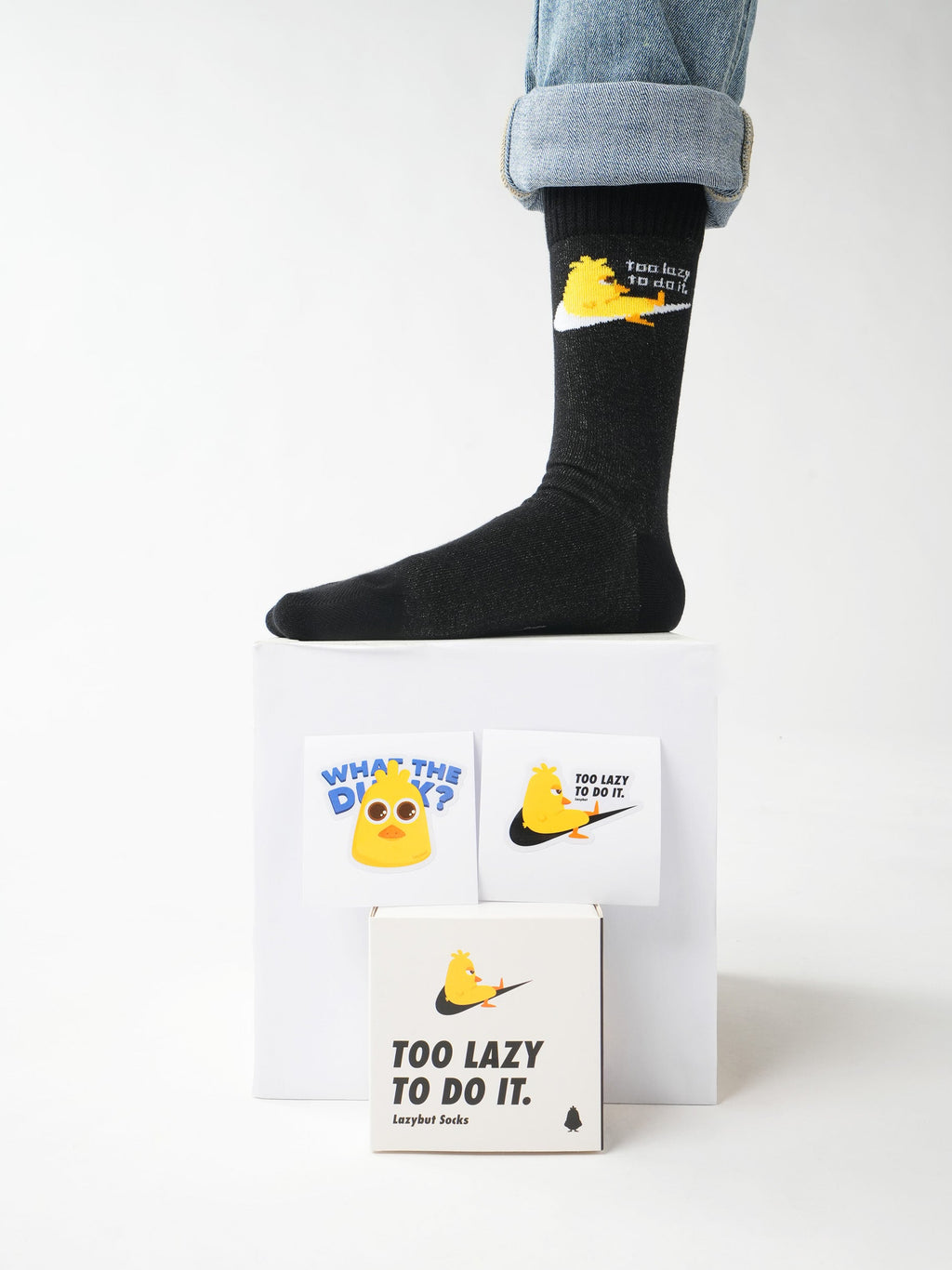 Washed Black Too Lazy To Do It Socks Pack - Lazybut