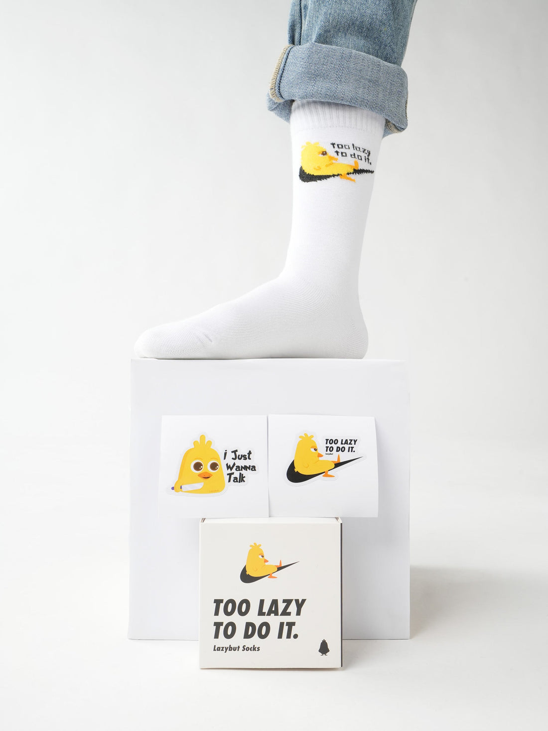 White Too Lazy To Do It Socks Pack - Lazybut