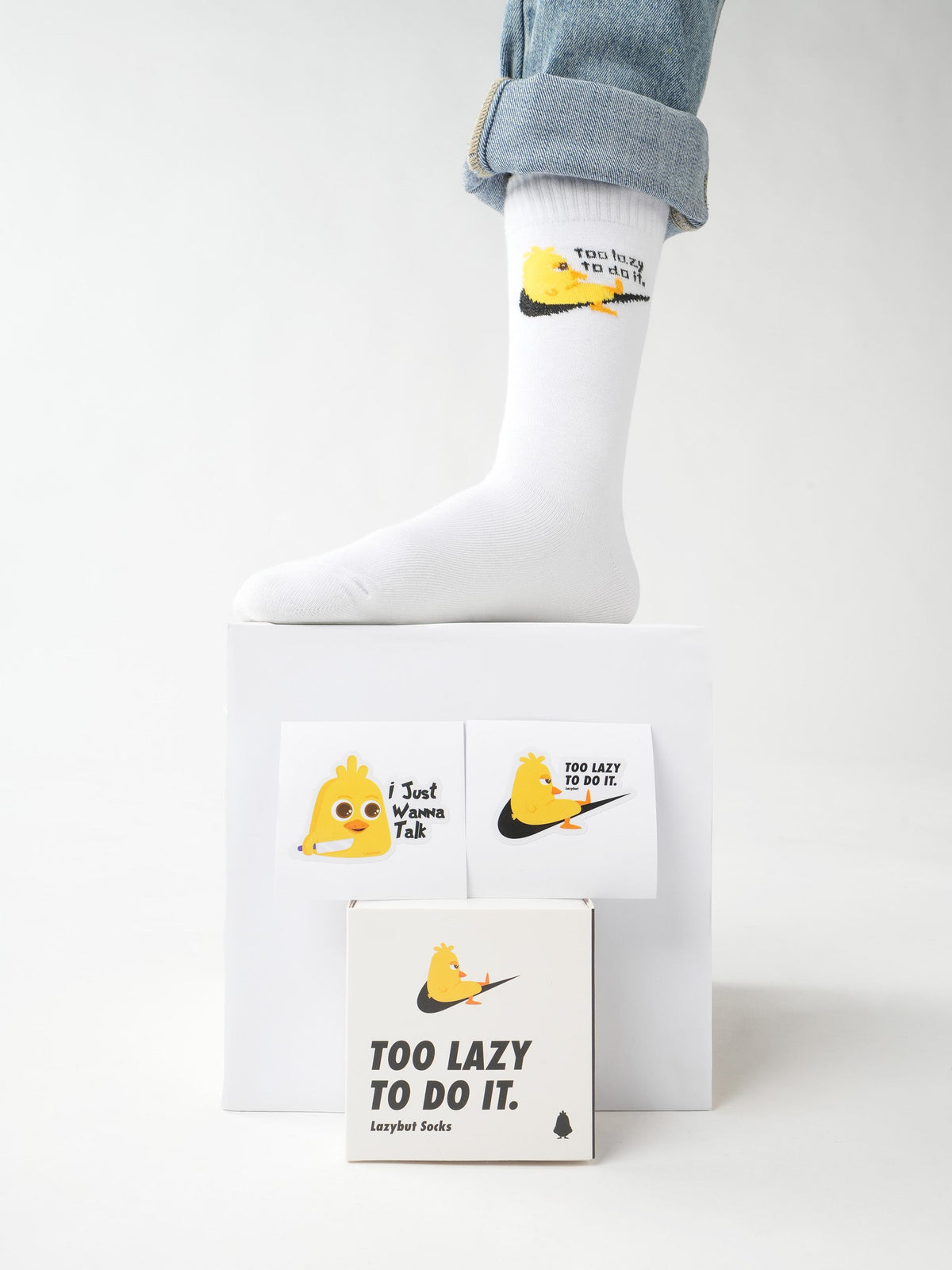 White Too Lazy To Do It Socks Pack