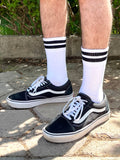 White with Black Stripes 3 Socks Bundle - Lazybut