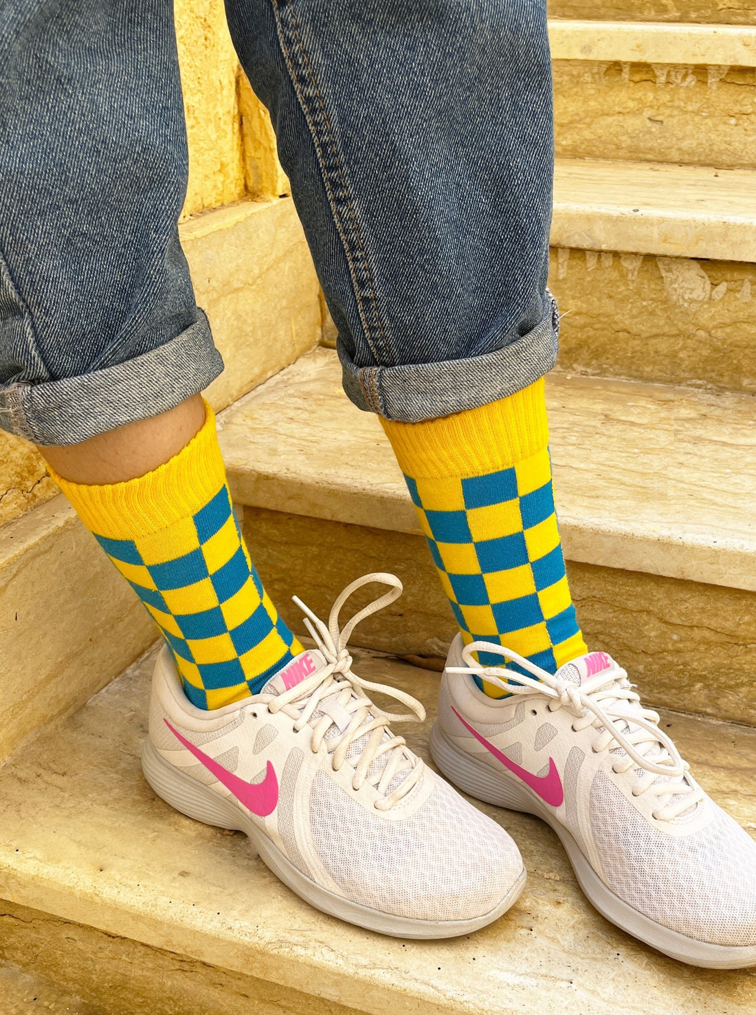 Yellow Checkered Socks Pack - Lazybut